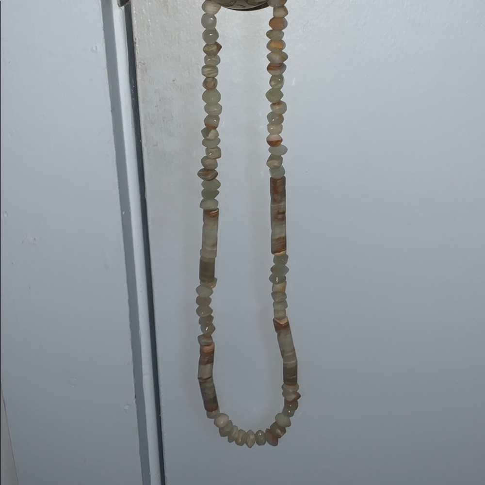 Neutral tone handmade beaded necklace